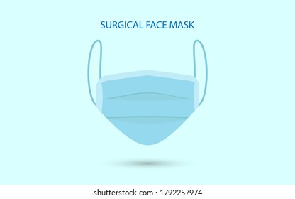 Surgical face mask. Blue medical protective masks front side isolated on blue. Corona virus protection mask with ear loop vector illustration eps 10, easy to modify. 