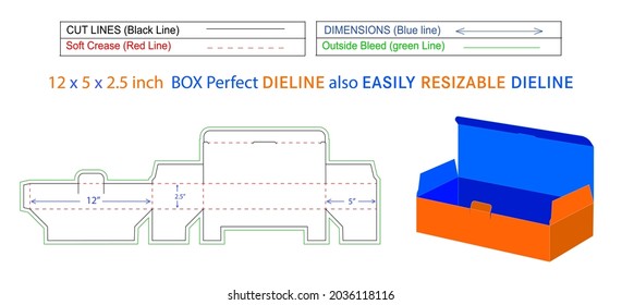 Surgical face mask box perfect dieline and 3D box vector file 12 x 5 x 2.5 inch box dieline also resizable and editable