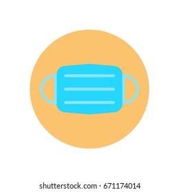 Surgical face mask flat icon. Round colorful button, Hygiene circular vector sign, logo illustration. Flat style design