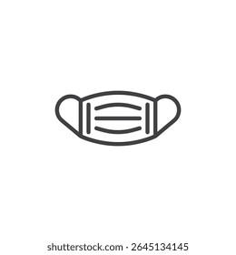 Surgical face mask line icon. Outline vector icon representing protective mask for hygiene or safety. Health care symbol icon used in hospitals and daily protection. Vector symbol style.