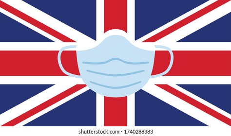 Surgical face mask on a Union Jack background