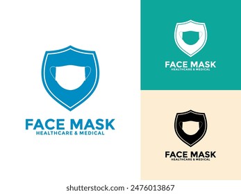 Surgical Face Mask with Shield logo icon. Virus Protection, Face mask, Dentist mask Vector illustration