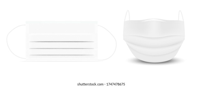 Surgical face shield mask and Virus Protection isolated on white background. Safety Breathing,  Health Care and Medical Concept Design.