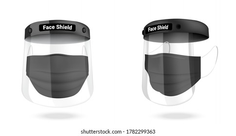 Surgical face shield mask and Virus Protection isolated on white background. Safety Breathing,  Health Care and Medical Concept Design.