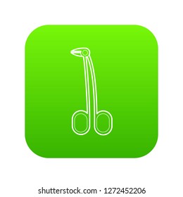 Surgical forceps icon green vector isolated on white background