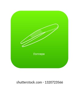 Surgical forceps icon green vector isolated on white background