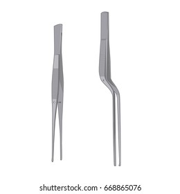 Surgical forceps isolated on white background. Pair of tweezers vector illustration.