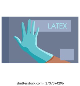 Surgical gloves pack on white isolated backdrop. Latex glove for social banner, web element, health care promo, medical poster. Online chemist shop or info card. Flat style stock vector illustration