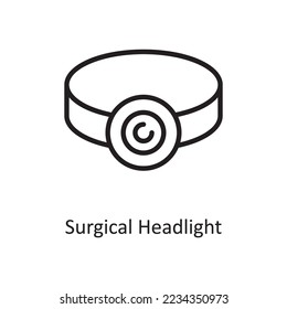 Surgical Headlight Vector Outline Icon Design illustration. Medical Symbol on White background EPS 10 File