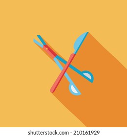 Surgical Instrument flat icon with long shadow