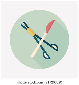 Surgical Instrument flat icon with long shadow