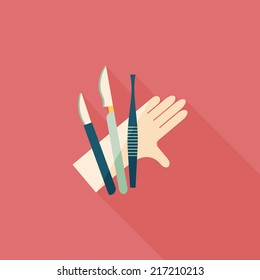 Surgical Instrument flat icon with long shadow