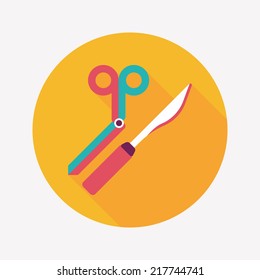 Surgical Instrument flat icon with long shadow