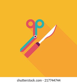 Surgical Instrument flat icon with long shadow