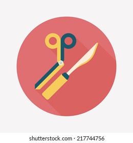 Surgical Instrument flat icon with long shadow