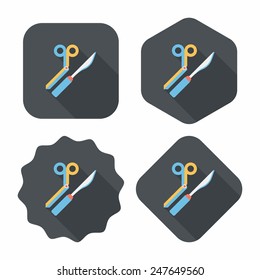 Surgical Instrument flat icon with long shadow