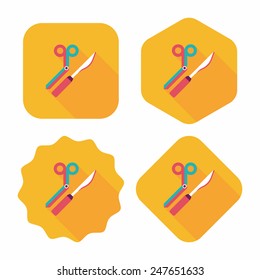 Surgical Instrument flat icon with long shadow