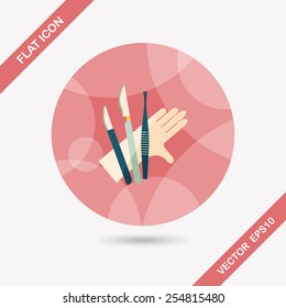 Surgical Instrument flat icon with long shadow