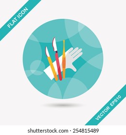 Surgical Instrument flat icon with long shadow