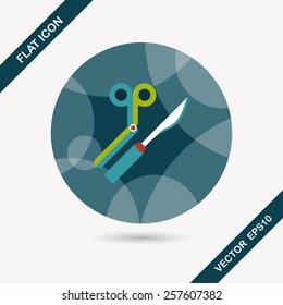 Surgical Instrument flat icon with long shadow