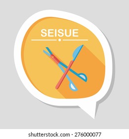 Surgical Instrument flat icon with long shadow