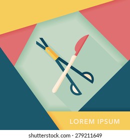 Surgical Instrument flat icon with long shadow
