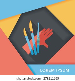 Surgical Instrument flat icon with long shadow