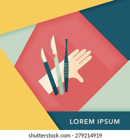 Surgical Instrument flat icon with long shadow