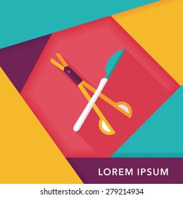 Surgical Instrument flat icon with long shadow