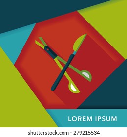 Surgical Instrument flat icon with long shadow