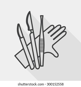 Surgical Instrument Flat Icon With Long Shadow, Line Icon