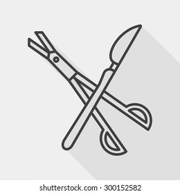 Surgical Instrument Flat Icon With Long Shadow, Line Icon