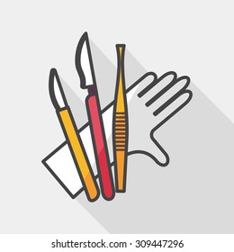 Surgical Instrument flat icon with long shadow