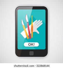 Surgical Instrument flat icon with long shadow