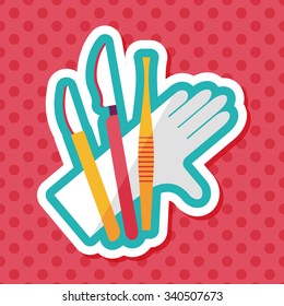 Surgical Instrument flat icon with long shadow