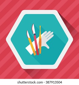 Surgical Instrument flat icon with long shadow