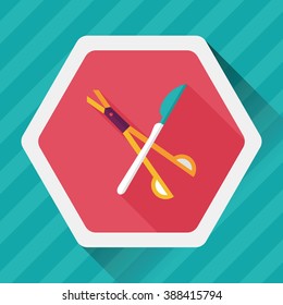 Surgical Instrument flat icon with long shadow
