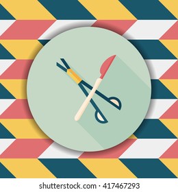 Surgical Instrument flat icon with long shadow