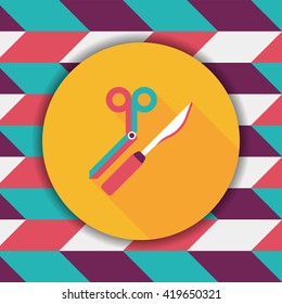 Surgical Instrument flat icon with long shadow