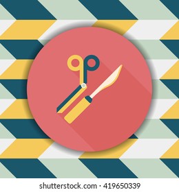 Surgical Instrument flat icon with long shadow