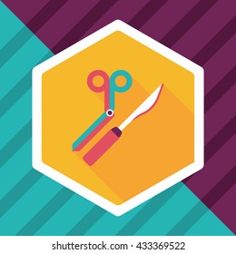 Surgical Instrument flat icon with long shadow