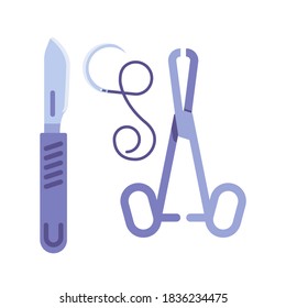 Surgical Instrument flat icon, vector sign, medical scalpel and clamp colorful pictogram isolated on white. Symbol, logo illustration. Flat style design