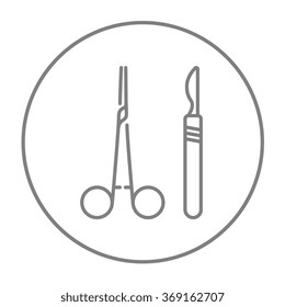 Surgical instruments line icon.