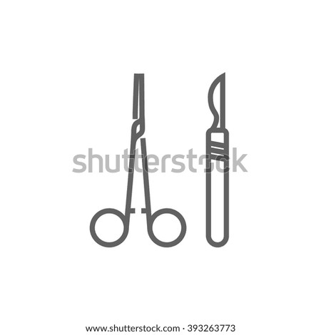 Surgical instruments line icon.