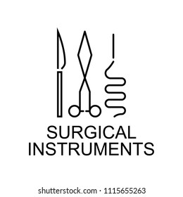 surgical instruments line icon. Element of medicine icon with name for mobile concept and web apps. Thin line surgical instruments icon can be used for web and mobile on white background
