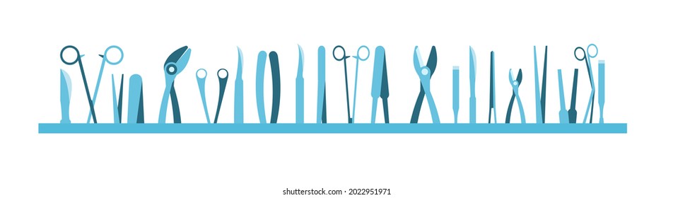 Chirurgische Instrumente. Opernmedizin. Hintergrundgrafik. Arzneimittel und Dienstleistungen eines Kardiologen. Arzneimittel. Arzneimittel. Krankenwagen. Apotheke. Flaches Design. Vektorgrafik