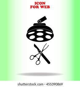 Surgical instruments web icon. Black illustration on white background
