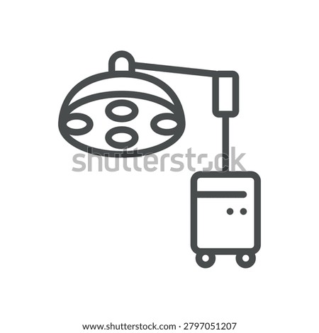 Surgical Lamp Icon, Operating Room Light and Hospital Surgery Illumination Equipment, Simple Thin Linear Outline Vector Sign.
