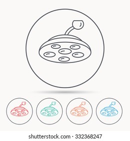 Surgical lamp icon. Surgeon light sign. Linear circle icons.