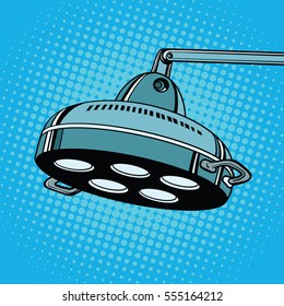 surgical lamp in operation room. Pop art retro vector illustration